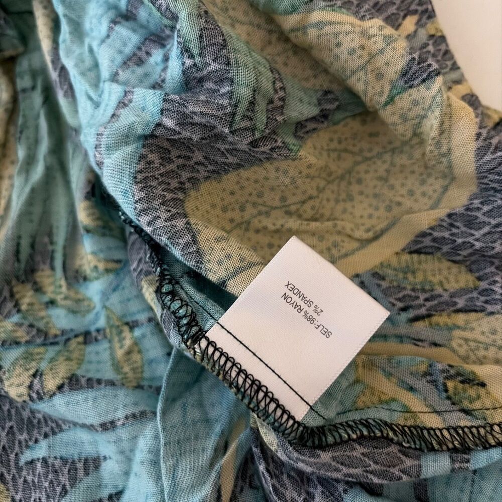 Jane & Delancey Shirt Women's Large Button Up Floral Collared Boho Green Top - Picture 7 of 8